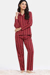 Zivame Buzzers Knit Cotton Pyjama Set - Karanda Red — thumbnail 2